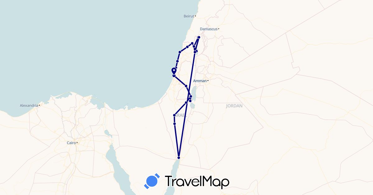 TravelMap itinerary: driving, plane in Israel (Asia)